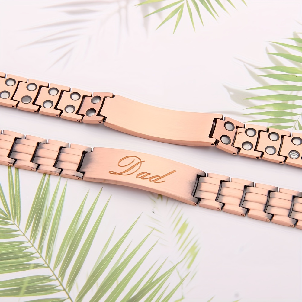 Magnetic Bracelet for Men, Engraved 'Dad', Gift Box